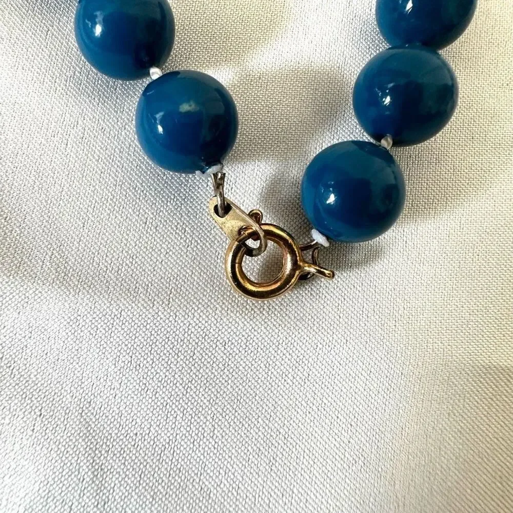 Long blue beaded vintage necklace long blue